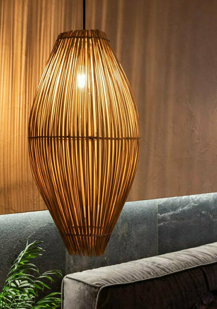 Bamboo-inspired golden lamp