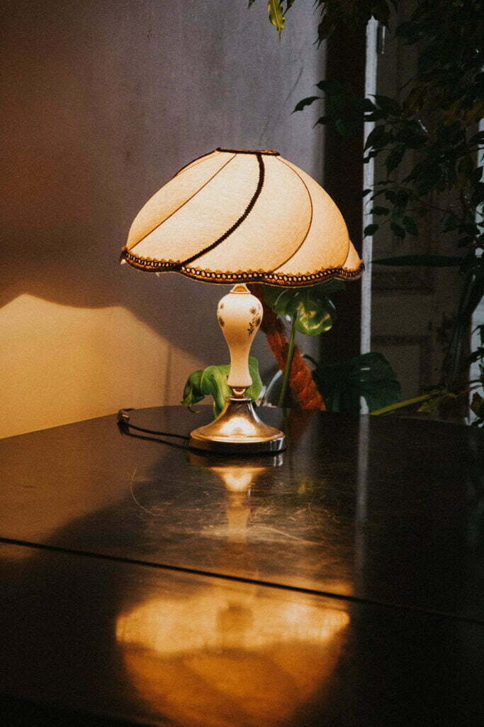 Golden light small table lamp