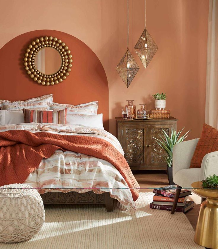 warm color tones in bedroom