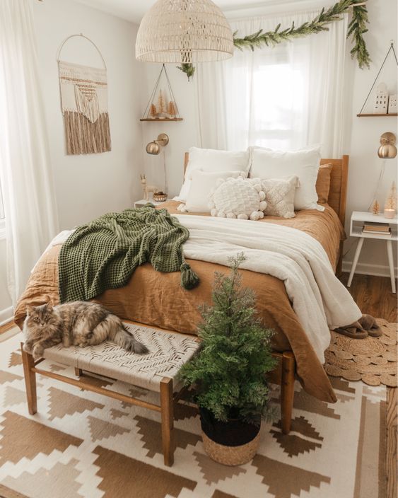 use nature decor to fresh vibe in bedroom 