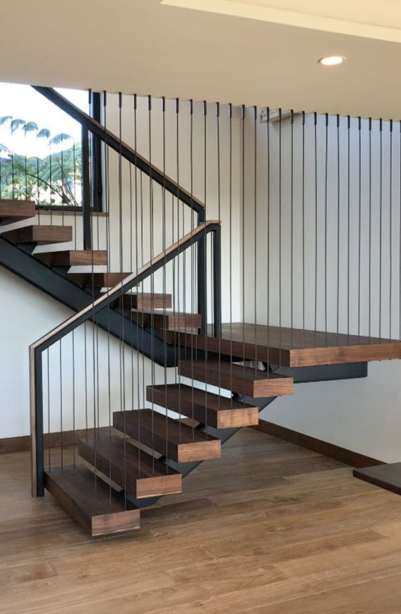 metal and wood staircase 