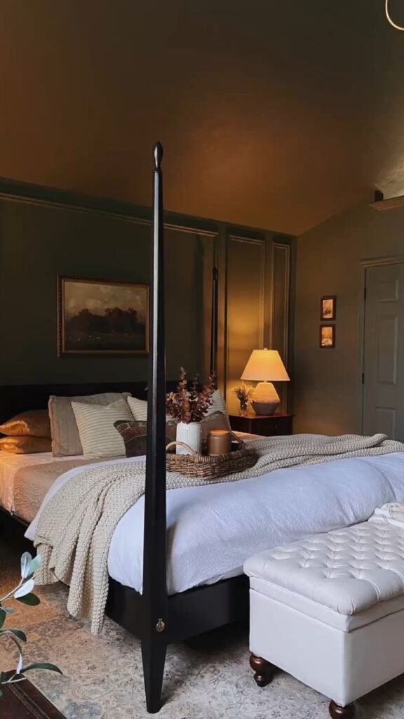 traditional lightening near on bed area